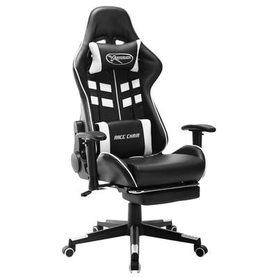 vidaXL fekete és fehér műbőr gamer szék lábtámasszal