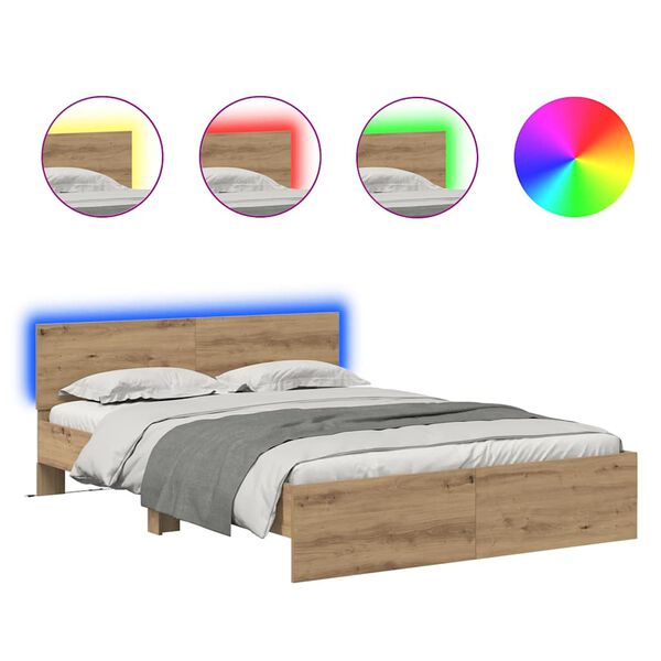 vidaXL &Aacute;gykeret LED -es l&aacute;mp&aacute;kkal Artisan t&ouml;lgy 135 x 190 cm Faanyag