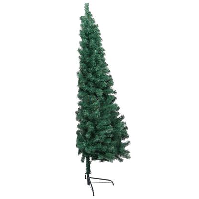 vidaXL zöld megvilágított fél műkarácsonyfa gömb szettel 240 cm