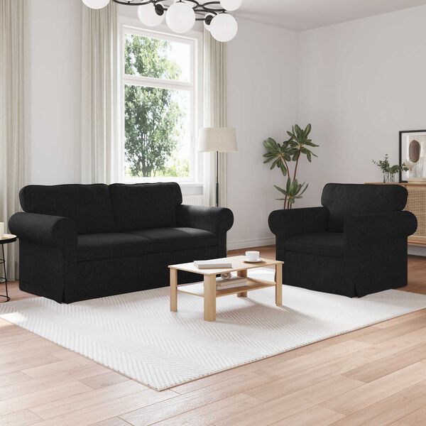 vidaXL Kanap&eacute; 140cm 2 pcs Fekete F&eacute;m