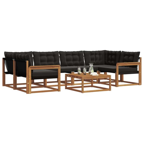 vidaXL K&uuml;lt&eacute;ri kanap&eacute; szett p&aacute;rn&aacute;val 7 pcs Term&eacute;szetes &eacute;s fekete