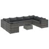 vidaXL 10 r&eacute;szes sz&uuml;rke polyrattan kerti &uuml;lőgarnit&uacute;ra p&aacute;rn&aacute;kkal