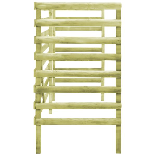 vidaXL z&ouml;ld impregn&aacute;lt fenyőfa tripla kukat&aacute;rol&oacute; 210 x 80 x 150 cm