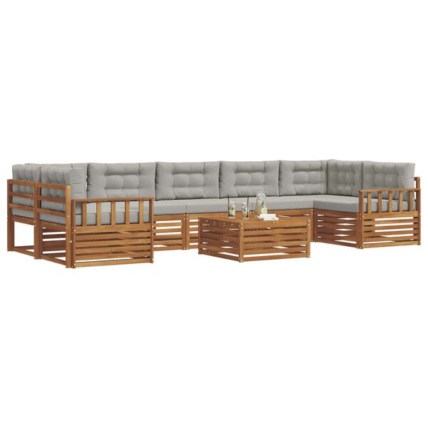 vidaXL K&uuml;lt&eacute;ri kanap&eacute; szett 8 pcs Term&eacute;szetes &eacute;s Vil&aacute;gossz&uuml;rke