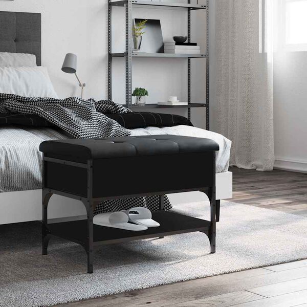 vidaXL fekete szerelt fa cipőt&aacute;rol&oacute; pad 62 x 42 x 45 cm