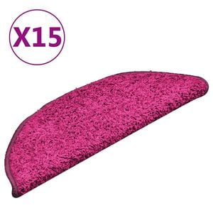 vidaXL 15 db r&oacute;zsasz&iacute;n f&eacute;lk&ouml;r alak&uacute; l&eacute;pcsőszőnyeg 56 x 17 x 3 cm