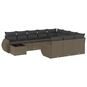 vidaXL 11 r&eacute;szes vil&aacute;gossz&uuml;rke polyrattan kerti &uuml;lőgarnit&uacute;ra p&aacute;rn&aacute;kkal
