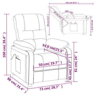vidaXL tópszínű szövet elektromos dönthető fotel