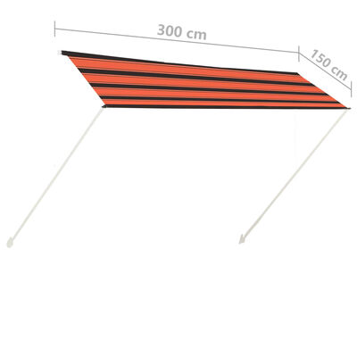 vidaXL narancssárga és barna feltekerhető napellenző 300 x 150 cm