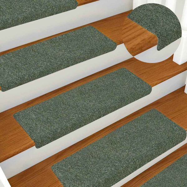 vidaXL 30 db &ouml;ntapad&oacute;s l&eacute;pcsőszőnyeg, 65 x 21 x 4 cm, z&ouml;ld, t&eacute;glalap alak&uacute; sz&eacute;llel