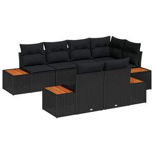 vidaXL Kerti Kanap&eacute; Szett p&aacute;rn&aacute;val t&aacute;rol&oacute;val 7 pcs Fekete Polyrattan