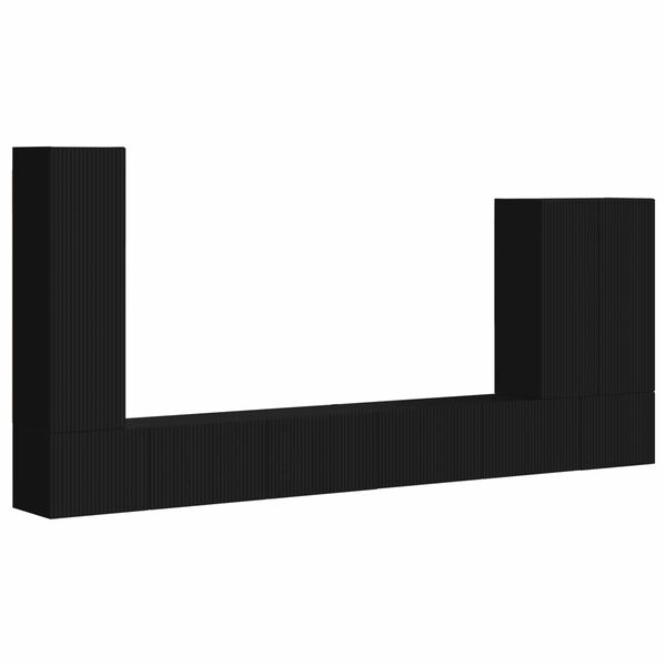 vidaXL TV falit kabinet szett Falra szerelhető 6 pcs Fekete