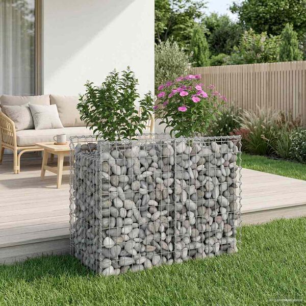 vidaXL Gabion emelt &aacute;gy Ez&uuml;st 100 x 50 x 80 cm Horganyzott ac&eacute;l