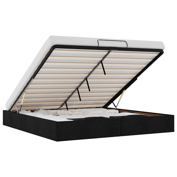 vidaXL Ottomán fekete szövet ágykeret matrac nélkül 160 x 200 cm