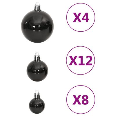 vidaXL 111 részes fekete polisztirol karácsonyi gömb szett