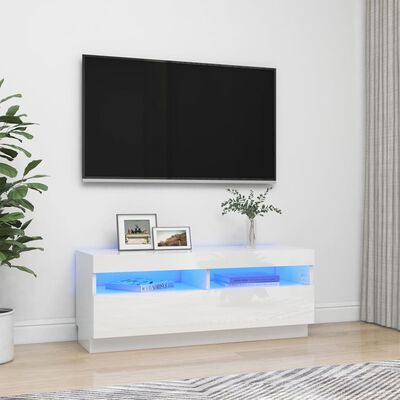 vidaXL magasfényű fehér TV-szekrény LED-lámpákkal 100 x 35 x 40 cm