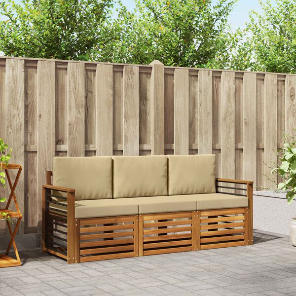 vidaXL &Uuml;lőgarnit&uacute;r&aacute;k p&aacute;rn&aacute;val 3 pcs Term&eacute;szetes &eacute;s b&eacute;zs T&ouml;m&ouml;r Ak&aacute;cfa