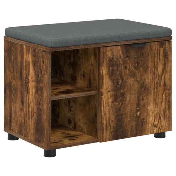 vidaXL Előt&eacute;r pad F&uuml;st&ouml;lt T&ouml;lgy 60 x 38 x 46 cm Műanyag Fa &eacute;s Sz&ouml;vet