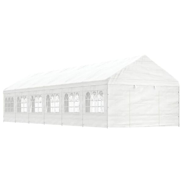vidaXL feh&eacute;r polietil&eacute;n pavilon tetővel 13,38 x 4,08 x 3,22 m