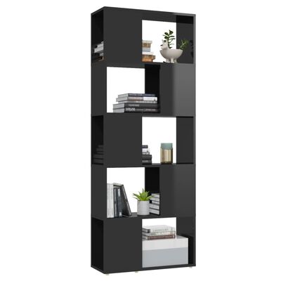 vidaXL magasfényű fekete térelválasztó könyvszekrény 60 x 24 x 155 cm