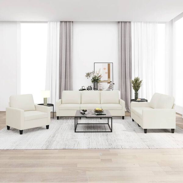 vidaXL 3 r&eacute;szes kr&eacute;msz&iacute;nű műbőr &uuml;lőgarnit&uacute;ra p&aacute;rn&aacute;kkal