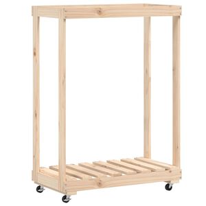 vidaXL t&ouml;m&ouml;r fenyőfa r&ouml;nkt&aacute;rol&oacute; kerekekkel 76,5 x 40 x 108 cm