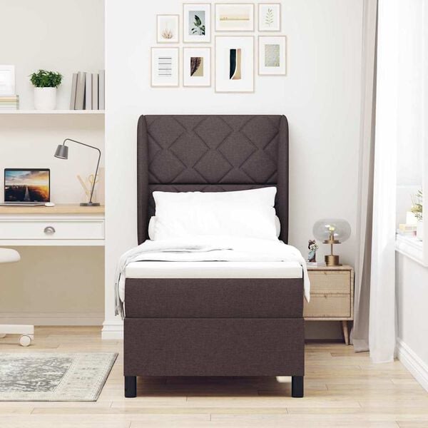 vidaXL Boxrug&oacute;s &aacute;gy matracmal s&ouml;t&eacute;tbarna 80 x 200 cm sz&ouml;vet