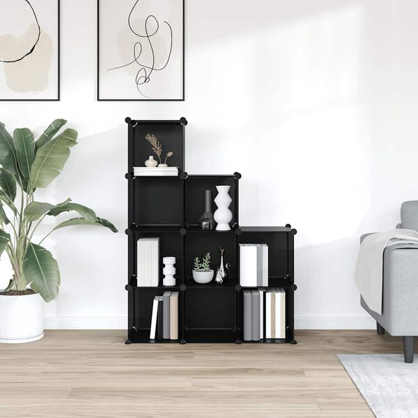 vidaXL fekete polipropil&eacute;n t&aacute;rol&oacute;kocka 9 db kock&aacute;val