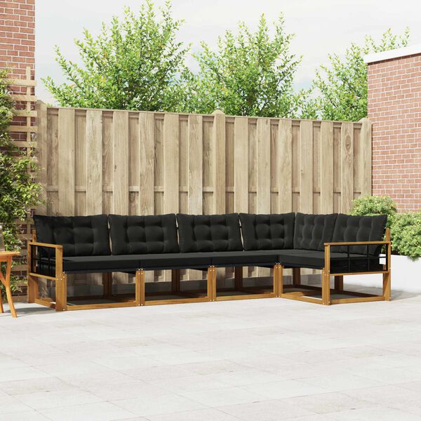 vidaXL K&uuml;lt&eacute;ri kanap&eacute; szett p&aacute;rn&aacute;val 5 pcs Term&eacute;szetes &eacute;s fekete