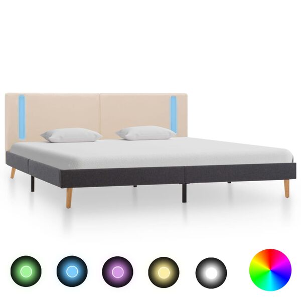 vidaXL kr&eacute;msz&iacute;nű-s&ouml;t&eacute;tsz&uuml;rke LED-es sz&ouml;vet &aacute;gykeret 180 x 200 cm