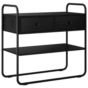 vidaXL Konzolasztal Fekete T&ouml;lgy 80 x 40 x 75 cm Szerelt Fa