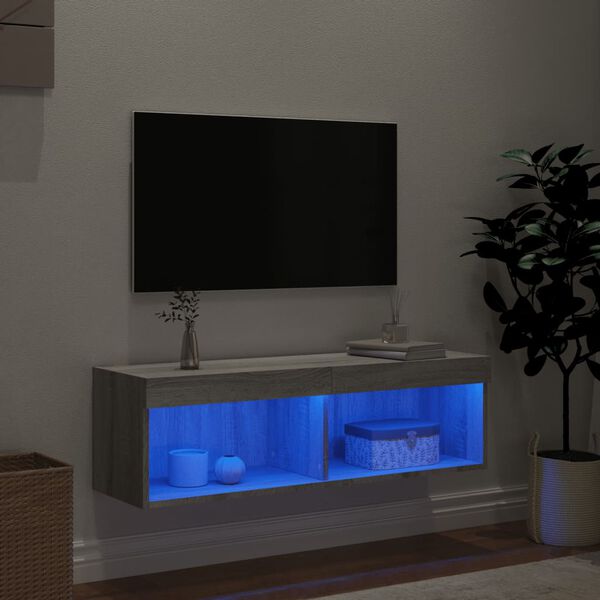 vidaXL sz&uuml;rke sonoma sz&iacute;nű TV-szekr&eacute;ny LED-vil&aacute;g&iacute;t&aacute;ssal 100x30x30 cm