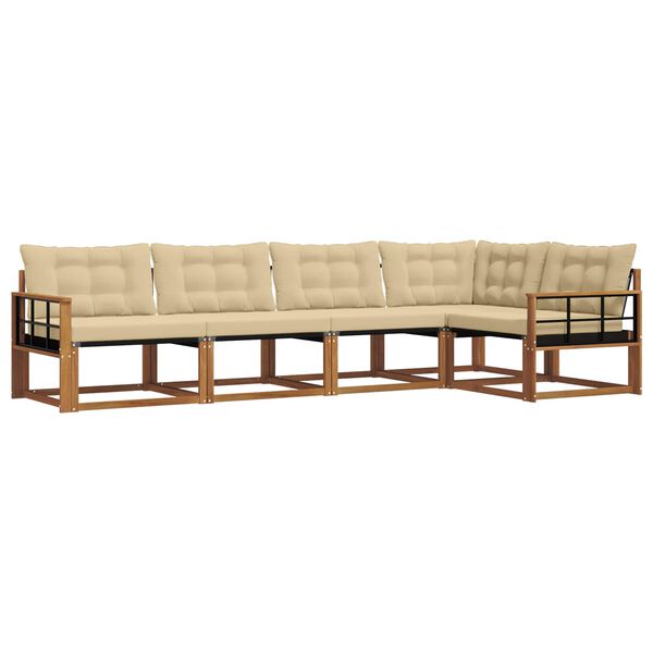 vidaXL K&uuml;lt&eacute;ri kanap&eacute; szett p&aacute;rn&aacute;val 5 pcs Term&eacute;szetes &eacute;s b&eacute;zs