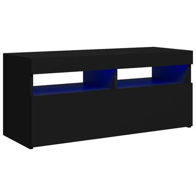 vidaXL fekete TV-szekrény LED-világítással 90x35x40 cm