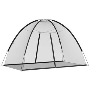 vidaXL&nbsp;fekete&nbsp;h&aacute;l&oacute;s mongol sz&uacute;nyogh&aacute;l&oacute; ajt&oacute;kkal 200 x 120 x 130 cm