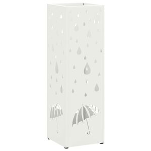 vidaXL Esőernyő &aacute;llv&aacute;ny t&aacute;rol&oacute;val Feh&eacute;r 15,5 x 15,5 x 49 cm Ac&eacute;l