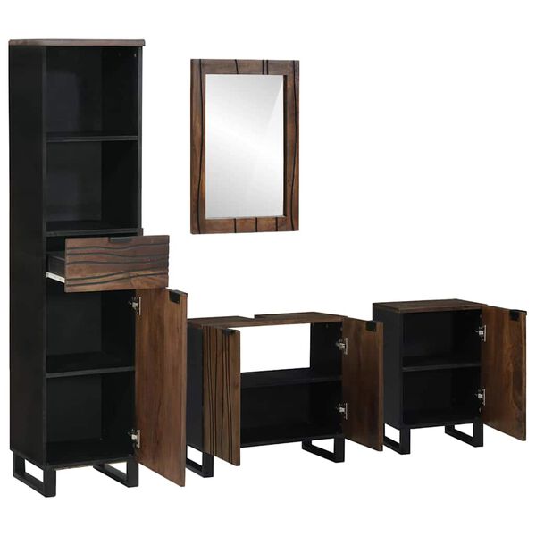 vidaXL Fürdőszoba bútor szett fiókkal polcokkal 4 pcs Fehér Faanyag