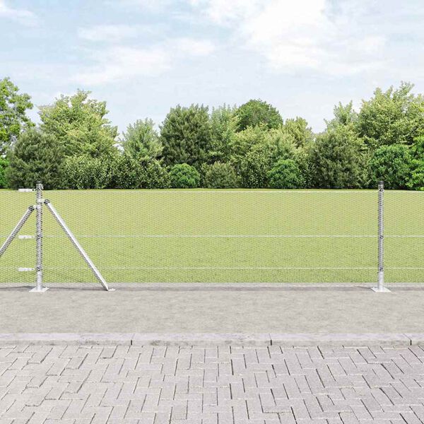 vidaXL Ker&iacute;t&eacute;s oszlopokkal Ez&uuml;st 0.6 x 100 m PVC-bevonatos ac&eacute;l