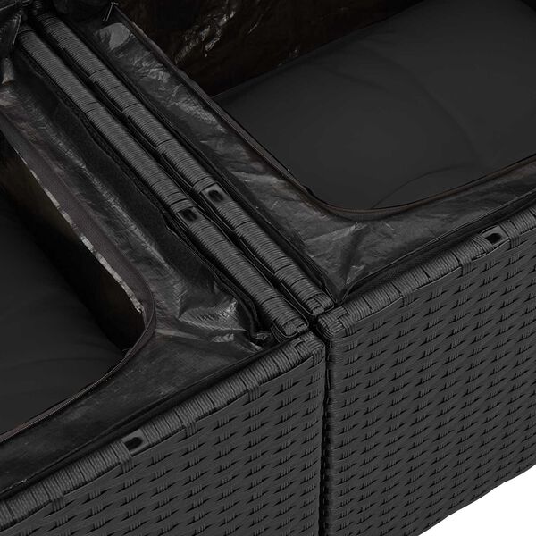 vidaXL Kerti Kanap&eacute; Szett t&aacute;rol&oacute;val 8 pcs Fekete polirattan