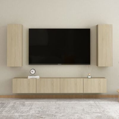 vidaXL 2 db sonoma-tölgy színű forgácslap TV-szekrény 30,5x30x90 cm