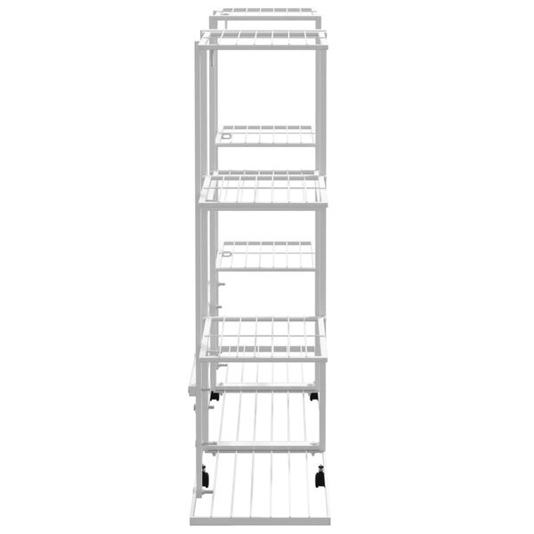 vidaXL fehér vas virágtartó állvány kerekekkel 94,5 x 24,5 x 91,5 cm