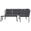 vidaXL fekete acél és textilén kerti kanapé garnitúra párnákkal
