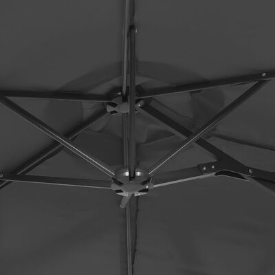 vidaXL antracitszürke dupla tetős LED-es napernyő 316x240 cm