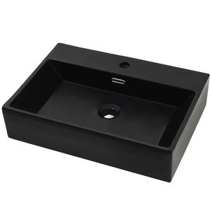 vidaXL fekete ker&aacute;mia mosd&oacute; csaptelep furattal 60,5 x 42,5 x 14,5 cm