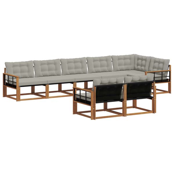 vidaXL K&uuml;lt&eacute;ri kanap&eacute; szett 8 pcs Term&eacute;szetes &eacute;s Vil&aacute;gossz&uuml;rke