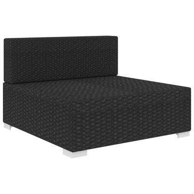 vidaXL 1 db fekete polyrattan moduláris középső kanapé párnákkal