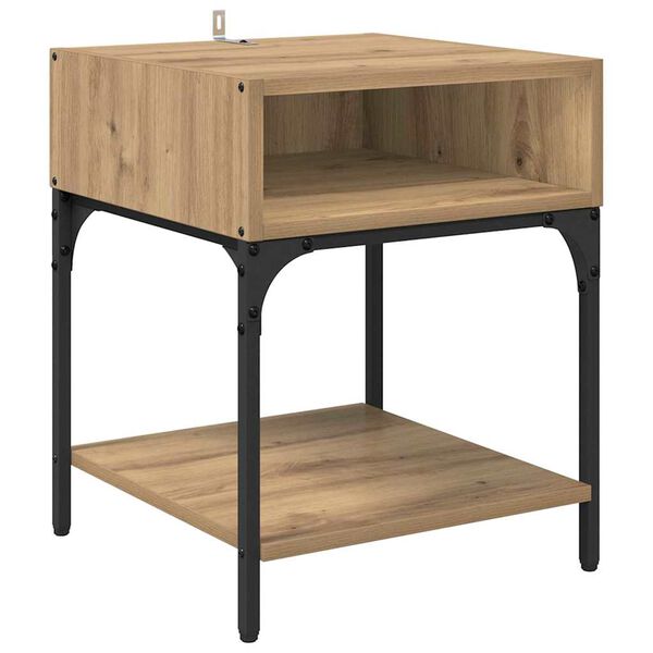 vidaXL &Eacute;jjeli asztal Artisan t&ouml;lgy 40 x 40 x 50 cm Faanyag