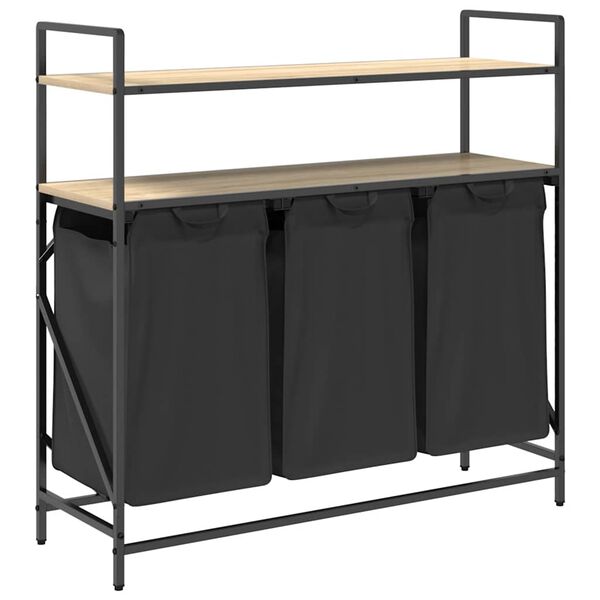 vidaXL sonoma tölgy mosodai kosár 3 rekeszes polcokkal