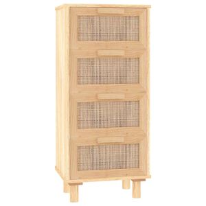 vidaXL barna t&ouml;m&ouml;r fenyő/term&eacute;szetes rattan t&aacute;lal&oacute;szekr&eacute;ny 40x30x90 cm