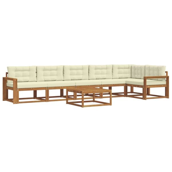 vidaXL K&uuml;lt&eacute;ri kanap&eacute; szett p&aacute;rn&aacute;val 7 pcs Term&eacute;szetes &eacute;s kr&eacute;msz&iacute;nű